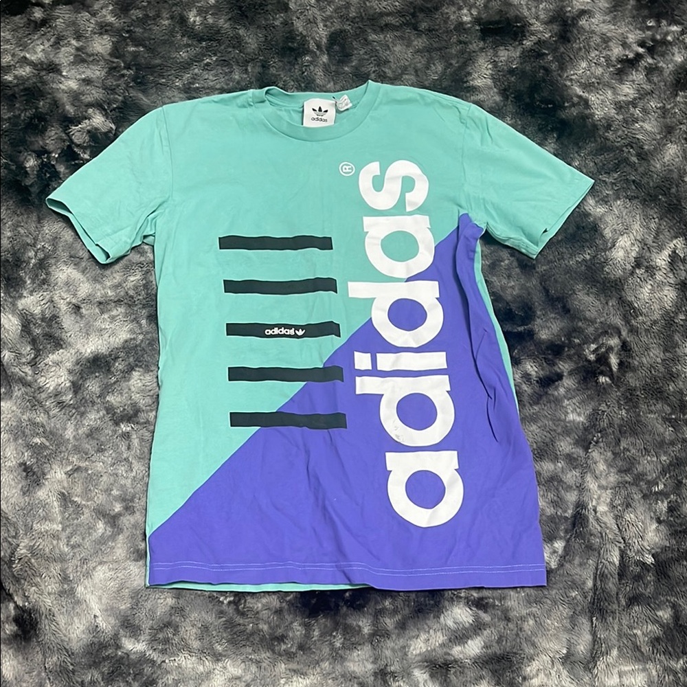 Adidas Mint and Violet Logo Tee